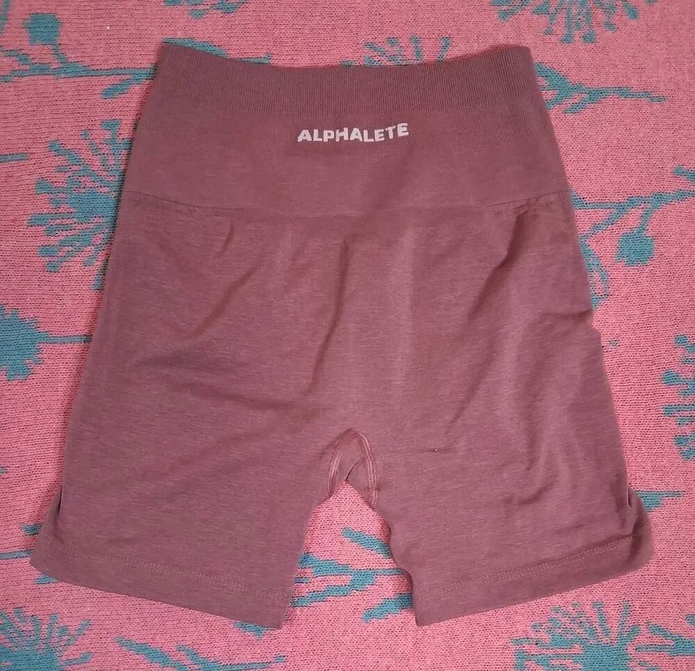 Alphalete womens small bike shorts leggings runningathletic dusty rose seamless